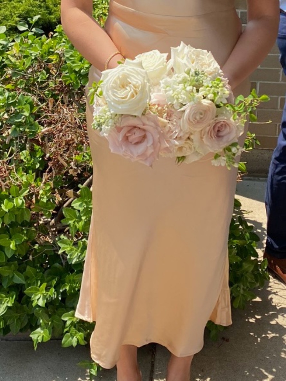 Park & Fifth Blush-Cream Satin Midi Dress